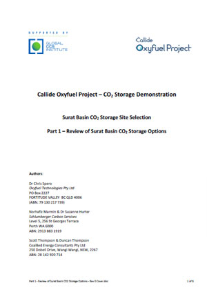 Callide Oxyfuel Project: Surat Basin CO2 storage site selection. Part 1: review of Surat Basin CO2 storage options