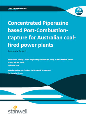 Concentrated piperazine based post-combustion-capture for Australian coal-fired power plants: summary report
