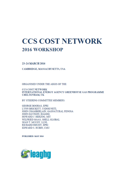 Proceedings from the 2016 CCS Costs Workshop