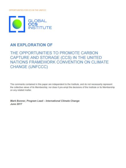 The opportunities to promote carbon capture and storage (CCS) in the United Nations Framework Convention on Climate Change (UNFCCC)