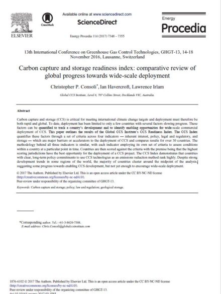 Carbon capture and storage readiness index: comparative review of global progress towards wide-scale deployment