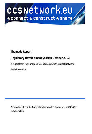 Thematic report: Regulatory development session October 2012