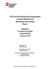 CCS front end engineering & design report:  American Electric Power Mountaineer CCS II Project. Phase 1