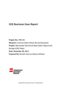 AEP Mountaineer CCS business case report