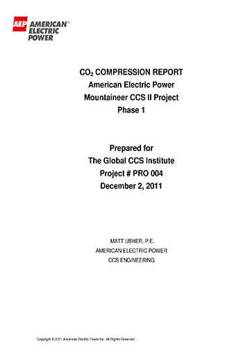 CO2 compression report. American Electric Power Mountaineer CCS II Project: Phase 1
