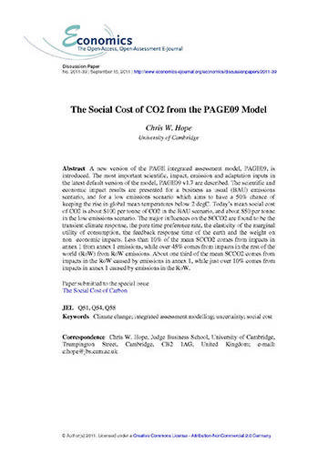 The social cost of CO2 from the PAGE09 model