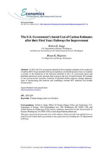 The U.S. Government’s social cost of carbon estimates after their first year: pathways for improvement