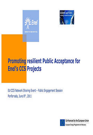 Promoting resilient public acceptance for Enel’s CCS projects