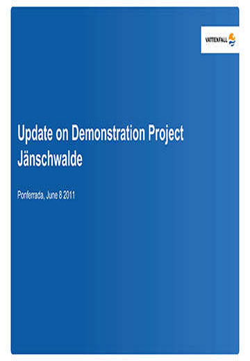 Update on demonstration project Jänschwalde