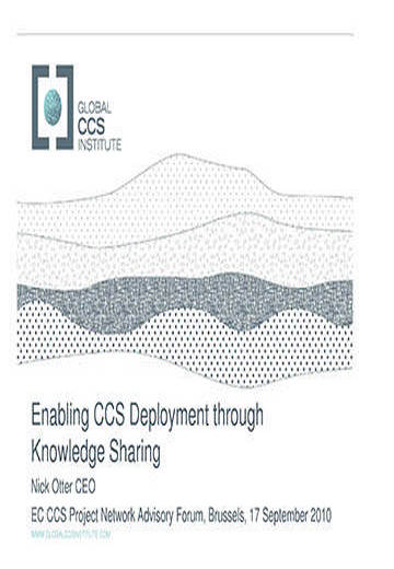 Enabling CCS deployment through knowledge sharing