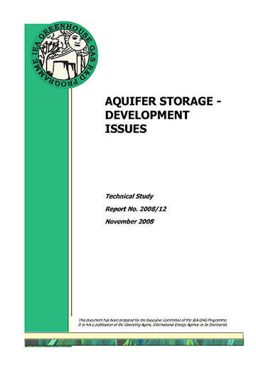 Aquifer storage: development issues