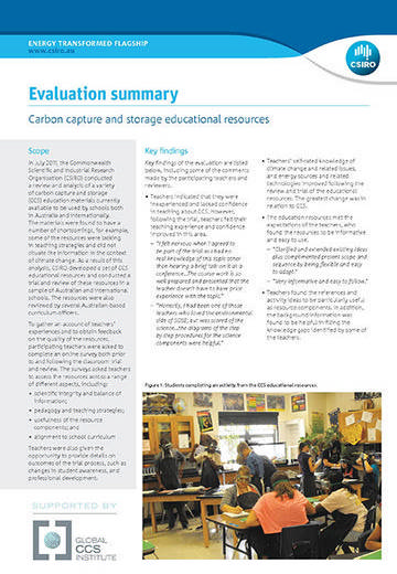 Evaluation summary: carbon capture and storage educational resources