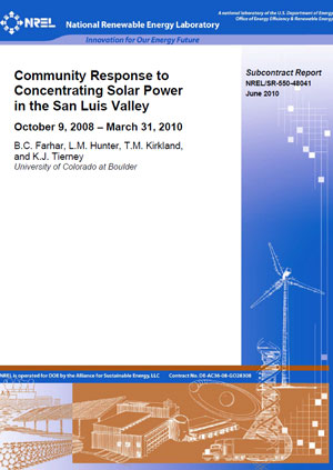 Community response to concentrating solar power in the San Luis Valley