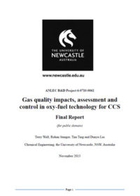 Gas quality impacts, assessment and control in oxy-fuel technology for CCS