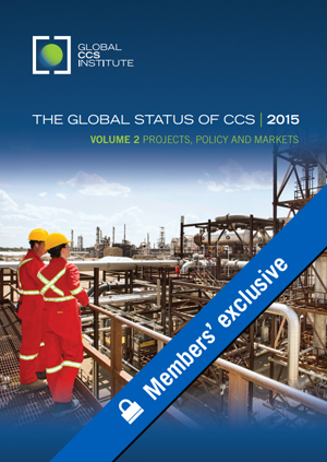 The global status of CCS: 2015. Volume 2: projects, policy and markets