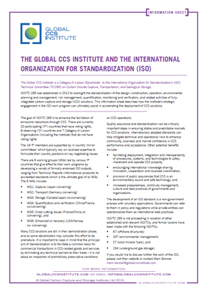 The Global CCS Institute and the International Organization for Standardization (ISO)