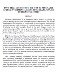 Long-term contracting the way to renewable energy investment: lessons from Brazil applied to the United States