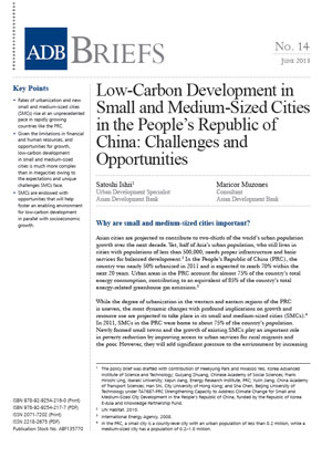 Low-carbon development in small and medium-sized cities in the People’s Republic of China: challenges and opportunities