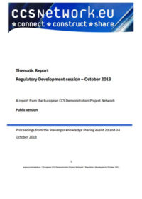 Thematic report. Regulatory development session: October 2013
