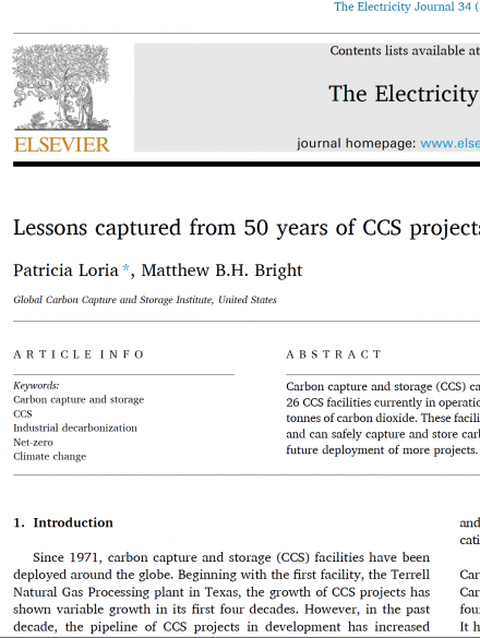Lessons captured from 50 years of CCS projects